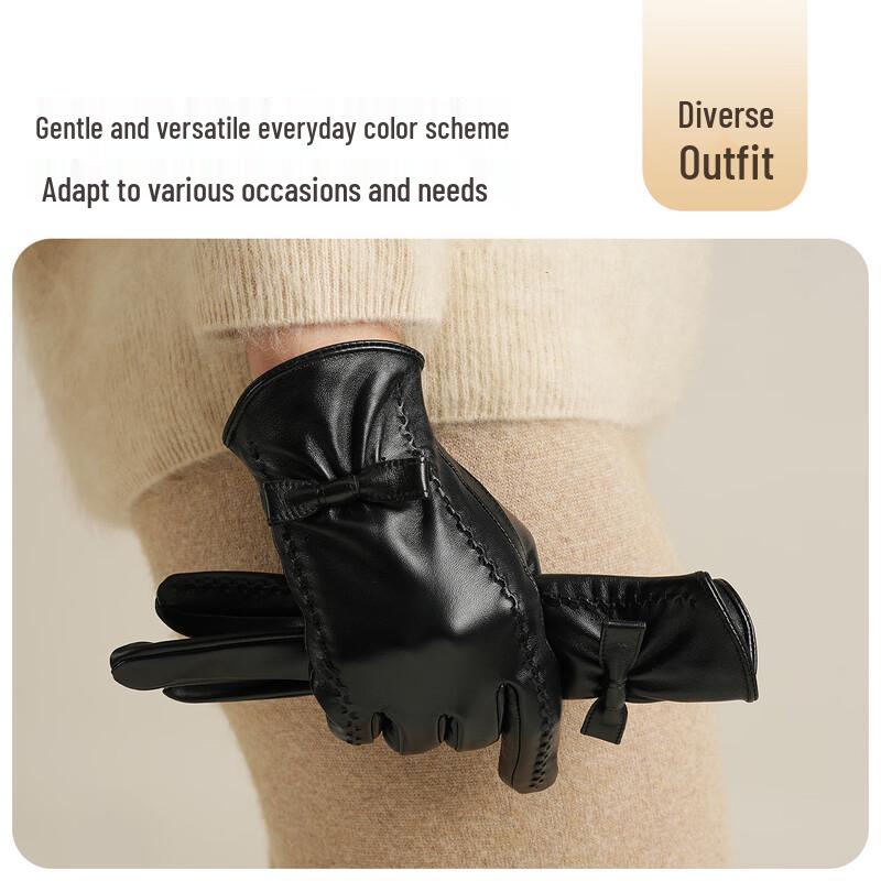 JIUMU Women's Winter Sheepskin Touchscreen Gloves