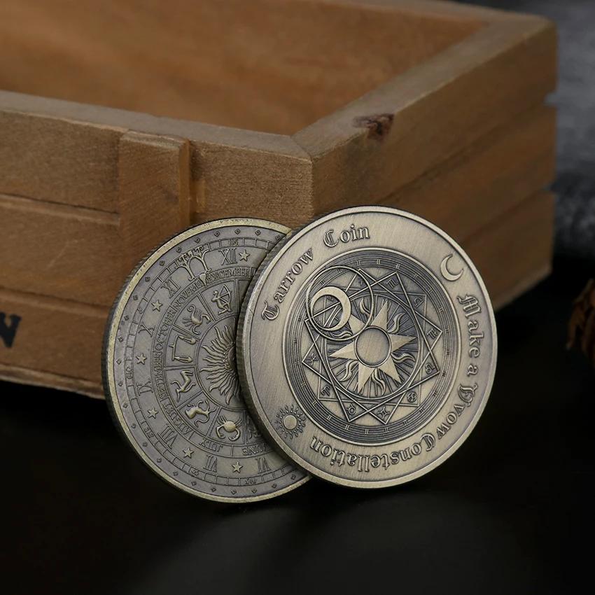 REPLICA 1PC Finger Coin Europe and America Tarots Sun Moon Bronze Commemorative Coin Constellation Lucky Love Coin Wishing Coin
