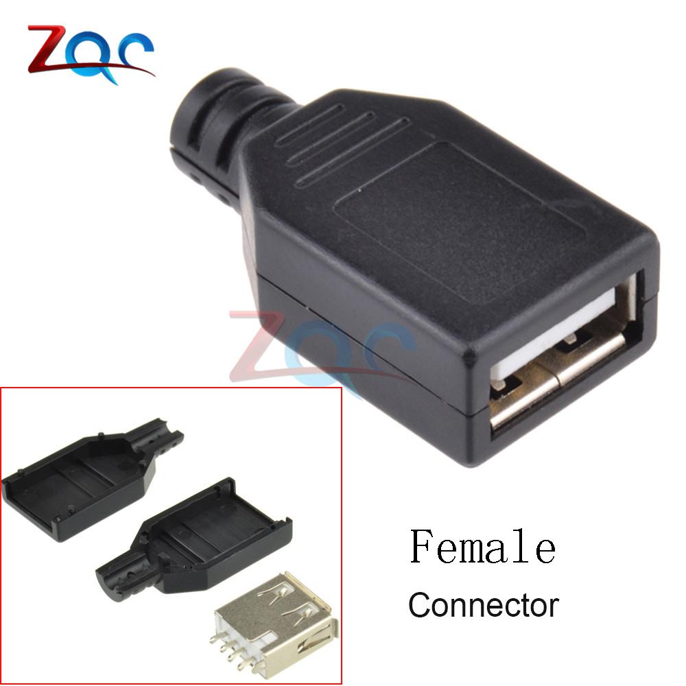 10 шт. USB 2.0 Type A Штекер Мама Разъем USB 4-контактный Разъем-розетка с пластиковой крышкой Тип-A DIY Комплекты