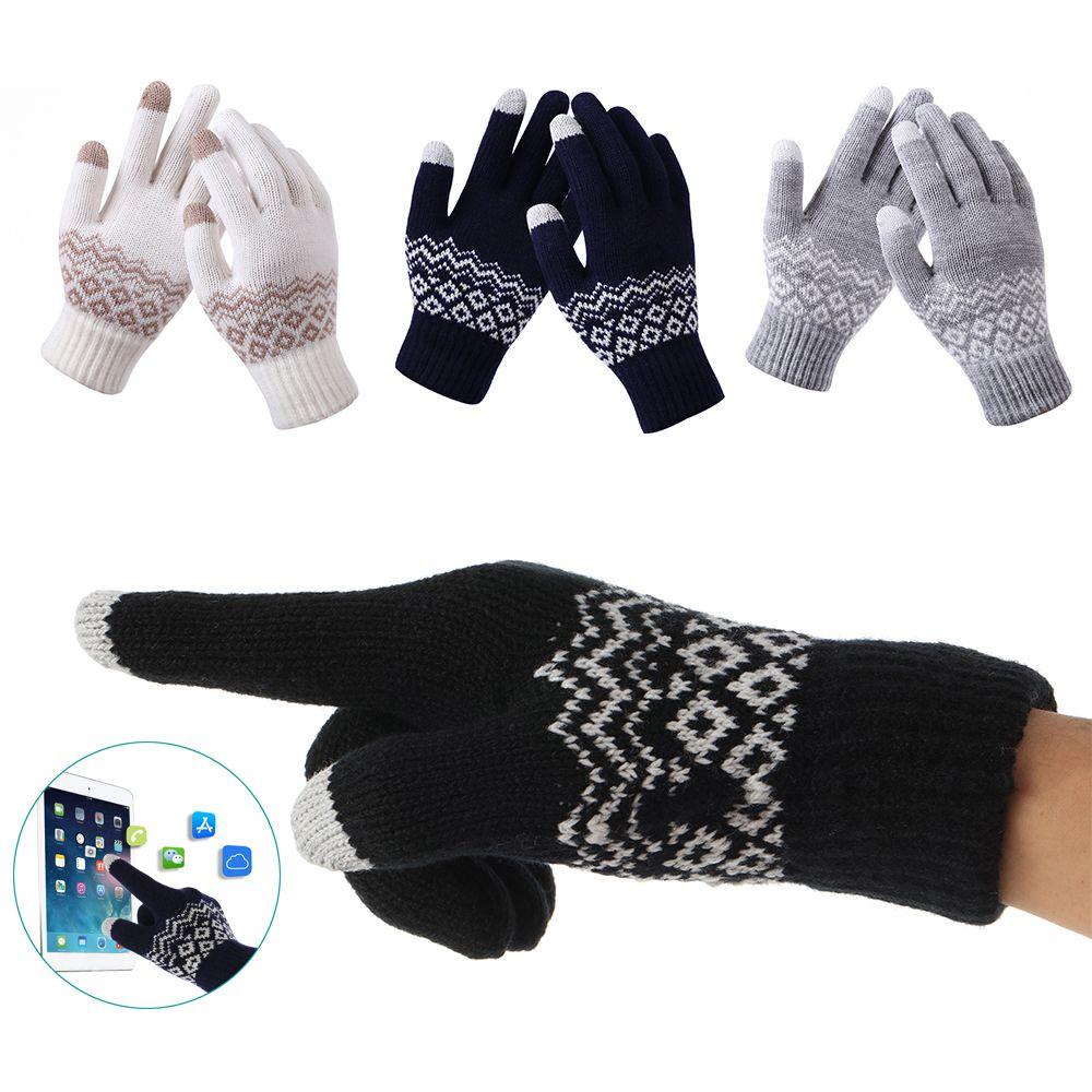 Outdoor Driving Cycling Elastic Cuff Warm Knit Gloves Touch Screen Gloves Mittens Winter Gloves
