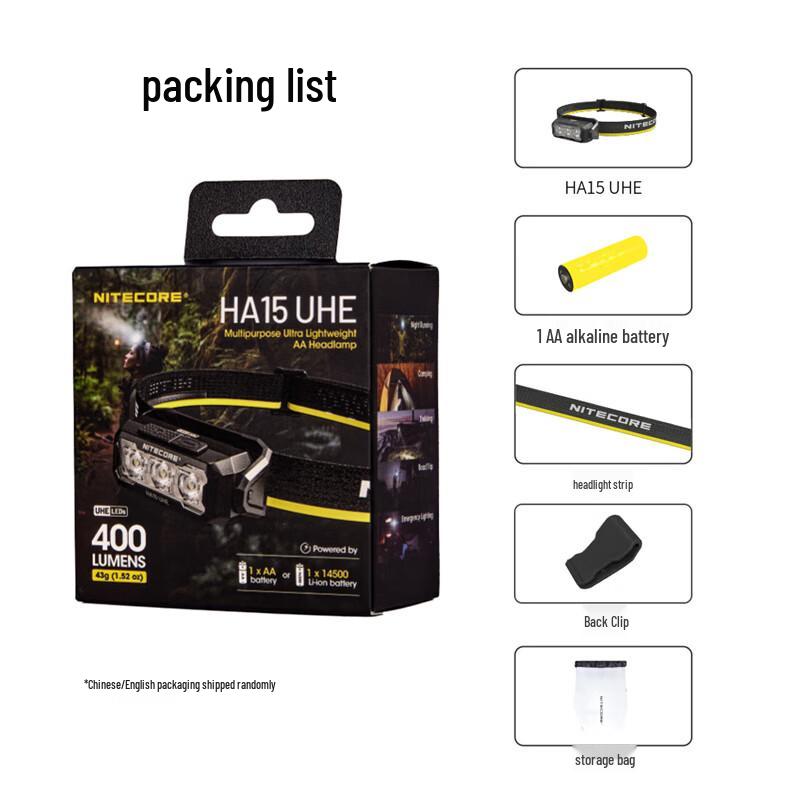 NITECORE HA15 UHE 400 лм Налобный фонарь для улицы на батарейках AA