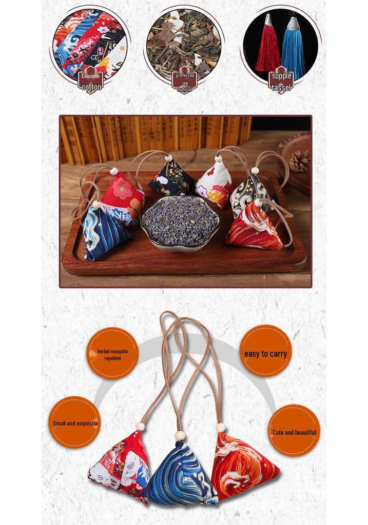 Handmade Dragon Boat Festival Sachets: Lavender & Mugwort Mosquito Repellent in Ancient Hanfu Style for Kids