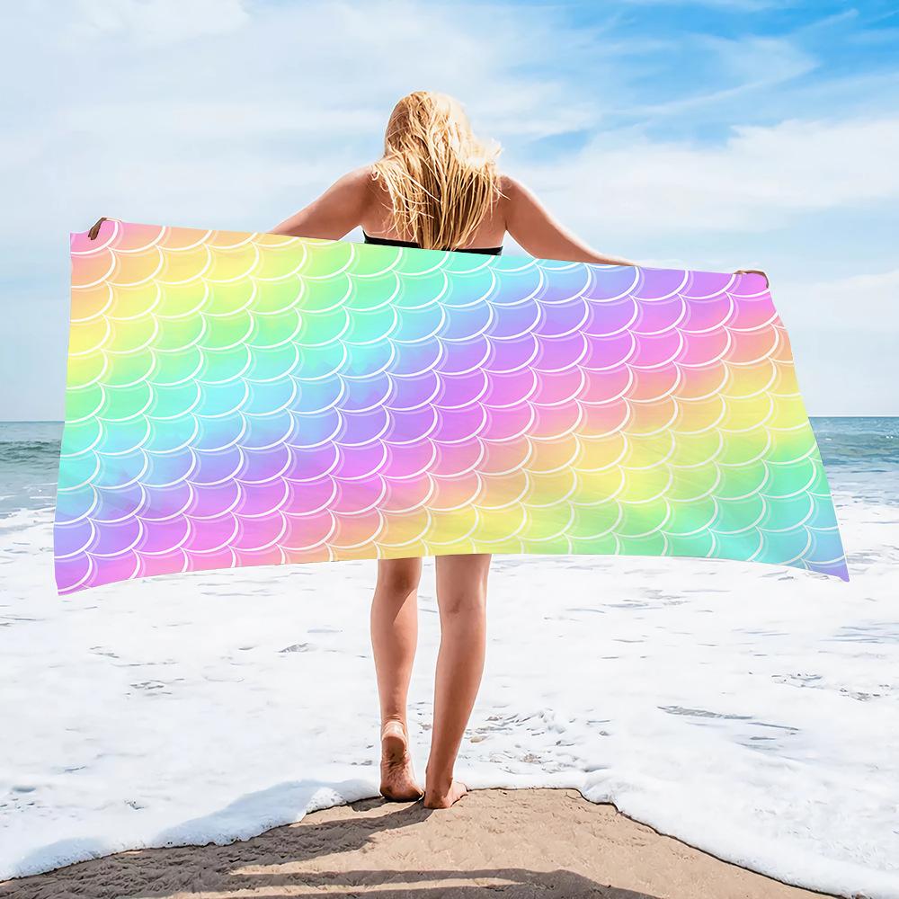 Popular Beach Towels, Mermaid Beach Towels, Multi-Functional Microfiber Quick-Drying Absorbent Beach Towels