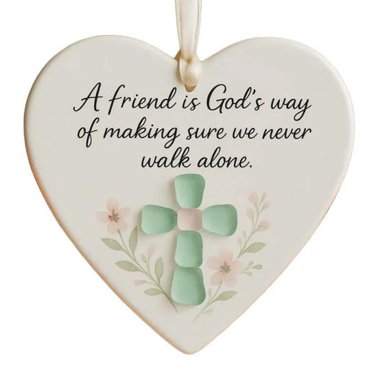 Sea Glass Art Friendship Ornament Handmade Sea Glass Christmas Tree Ornament TRUE Friends Are