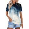 Женская модная повседневная рубашка с отворотом и коротким рукавом с принтом, женские топы на пуговицах