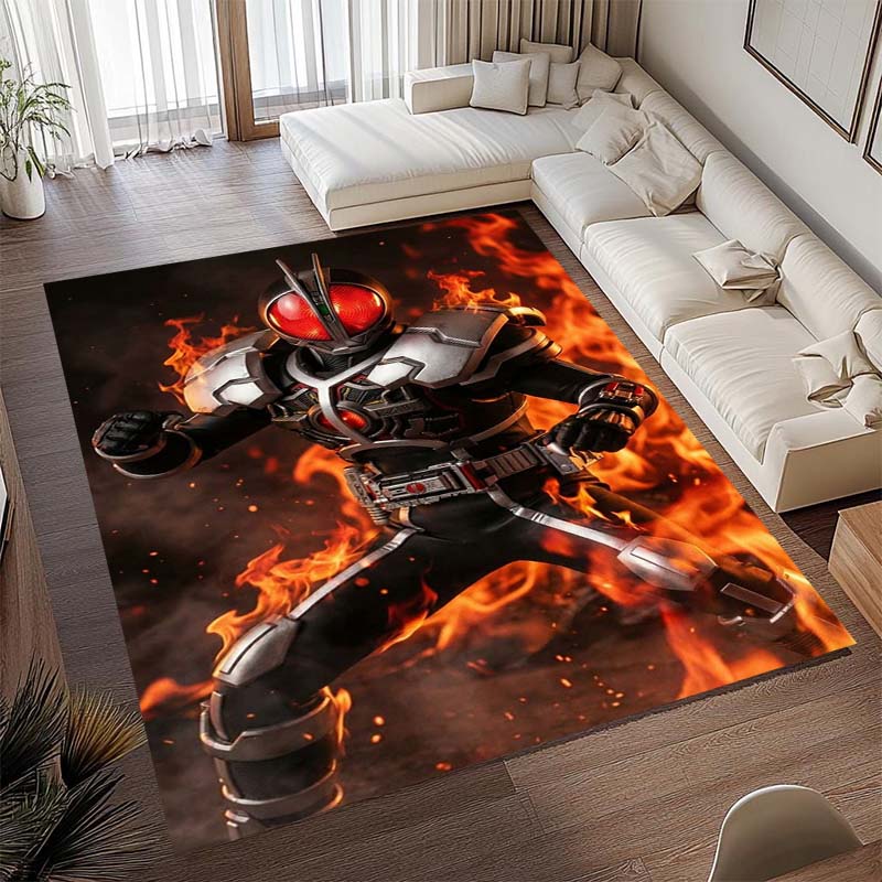 3D Printed Kamen Rider Rug, Suitable for Living Room, Bedroom, Table, Kitchen Doorway, Children's Non-slip Floor Mat.