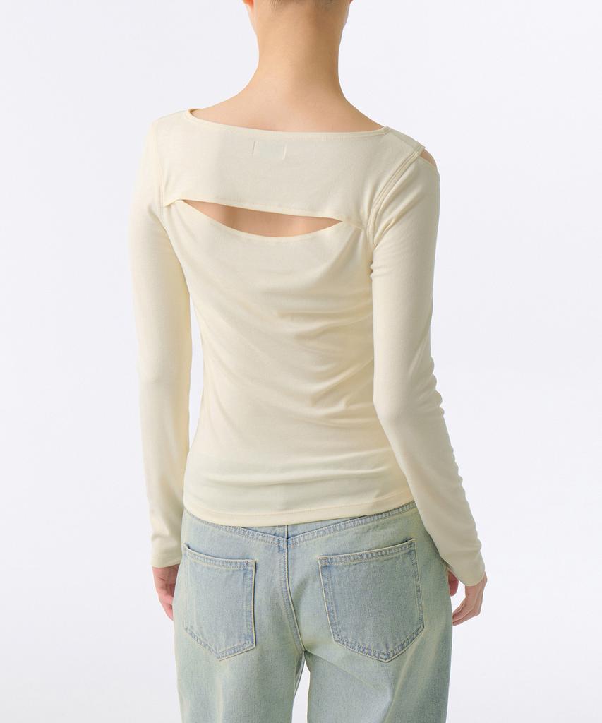MUSINSA STANDARD WOMAN Women'S Rt Slim Cut-Out Long Sleeve T-Shirt [Egret]