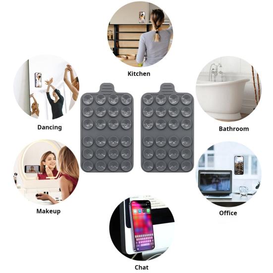 2 упаковки силиконовых чехлов с присоской для крепления телефона, клейкая ручка для фиксации рук на зеркальных гладких поверхностях