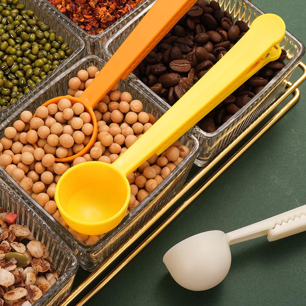Упаковка из 4 кофейных ложек с зажимом, портативная с длинной ручкой, мерные ложки, герметичные пакеты, ложки, канцелярские принадлежности для чая, сухого молока