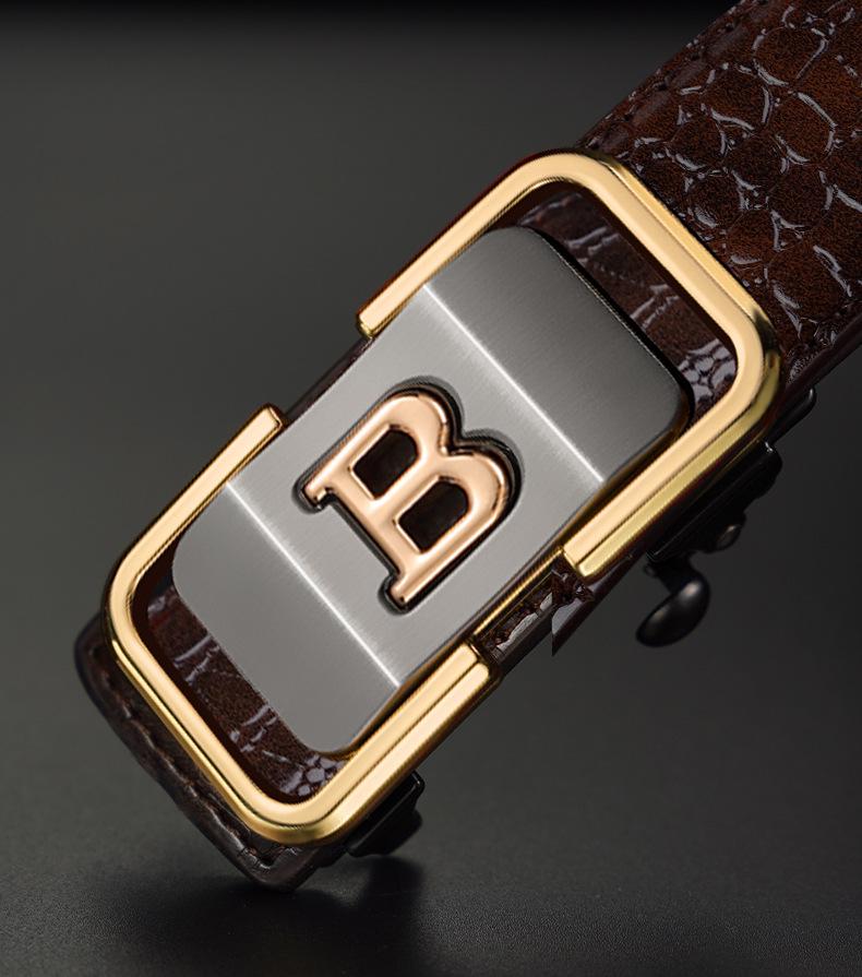 Eck Kangaroo Men's Toothless Automatic Buckle Crocodile Pattern Formal Belt