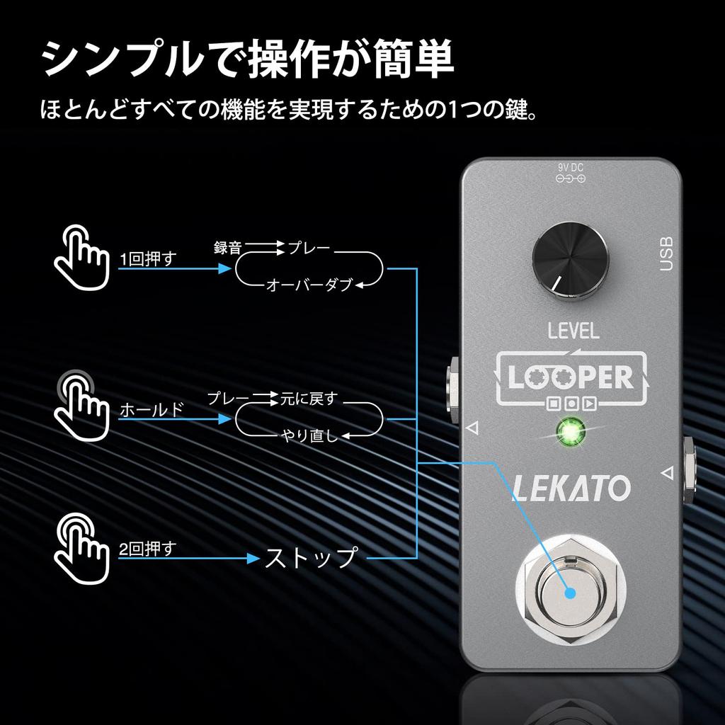 Педаль эффектов гитарного лупера Педаль педали LEKATO 5 минут неограниченного времени цикла Наложение Loop Station Кабель Блок питания необходимо приобретать отдельно (USB