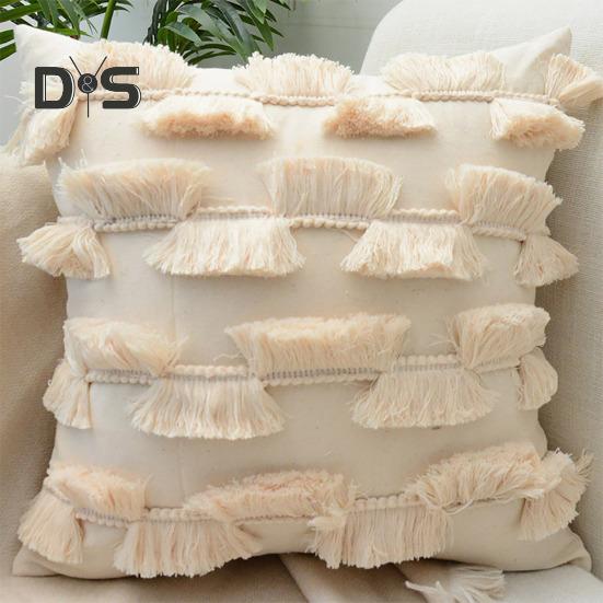 Наволочка с кисточками и скрытой молнией, декоративная бахрома, квадратная форма, бохо-стиль, офисный диван, декоративная наволочка для подушки, гостиная, спальня, автокресло