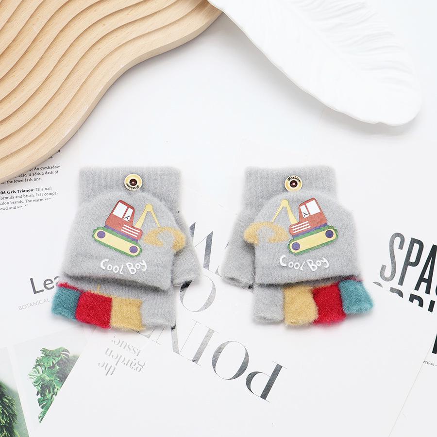 Kids' Winter Fingerless Flip-Top Writing Gloves – Warm Half-Finger Gloves for Boys & Girls