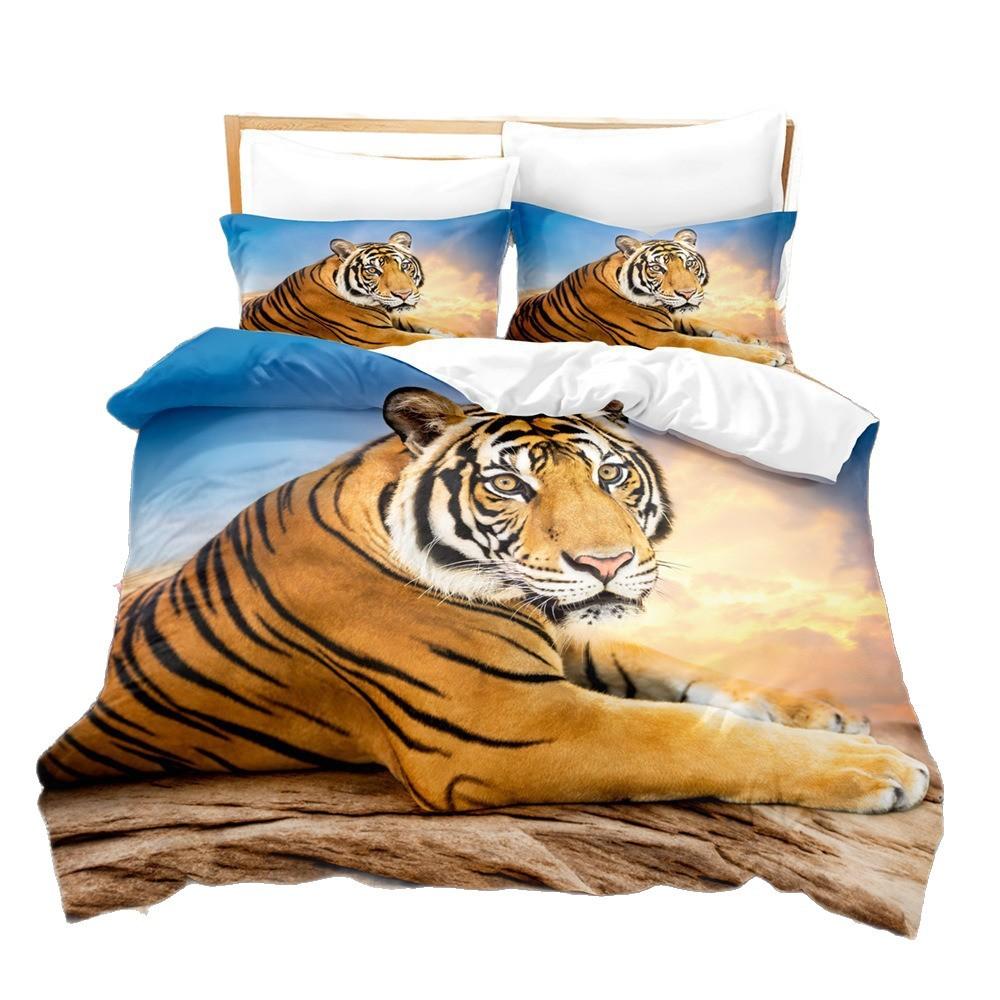 Трехпредметный комплект постельного белья с 3D цифровой печатью 'Тигр'