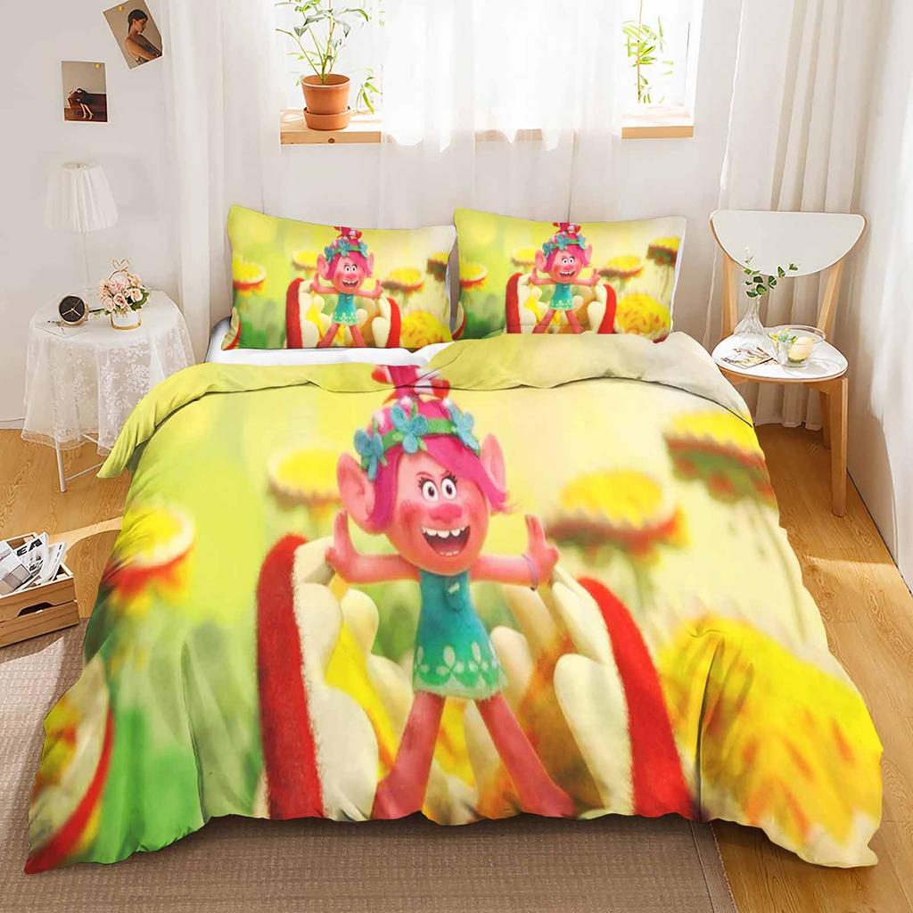 Комплект постельного белья «Тролли» Одеяло Постельное белье 3D Детский комплект постельного белья 3 предмета 1 Пододеяльник Кинг-сайз