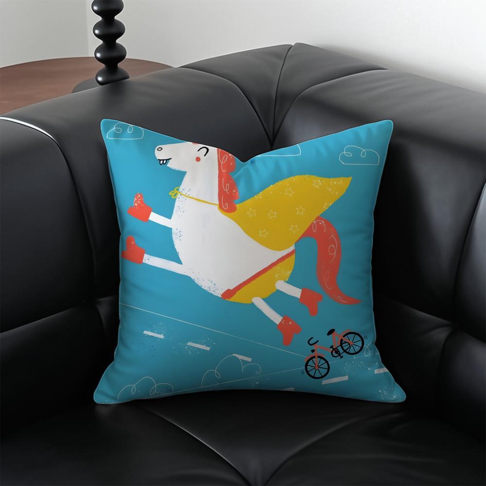 Horse Pillow Animal Decor Cushion Cushion Cover Pillow Case Antidustmite Invisible zipper silky plush cushion