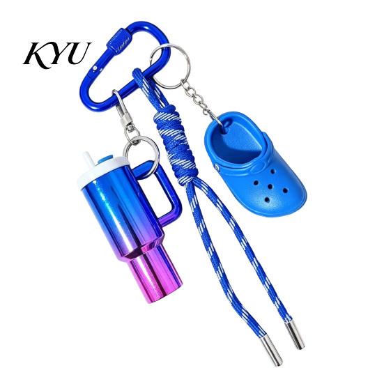 Bag Charm Accessory Mini Tumbler Keychain with Shoe Charm, Pendant Decorative Hanging Braided Rope, Decor for Purse Handbag Backpacks Decoration