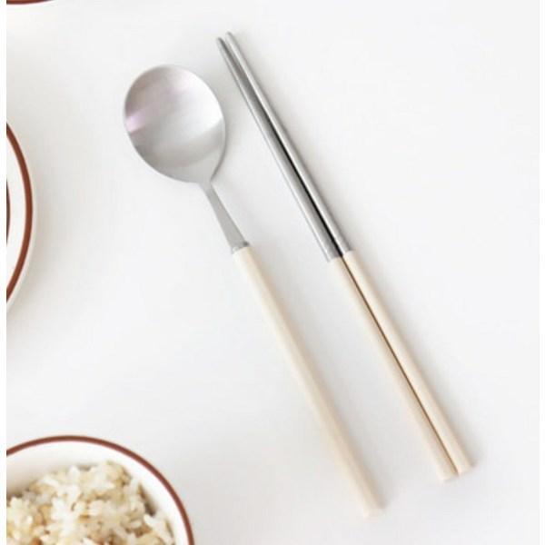 Kamome Kitchen Color Mood Cutlery Set, Cream Yellow, Spoon + Chopsticks, Korean Popular Tableware