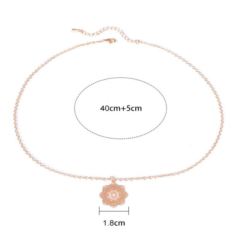 Богемные украшения полое ожерелье с узором мандалы для женщин простой ретро-подвеска с цветком