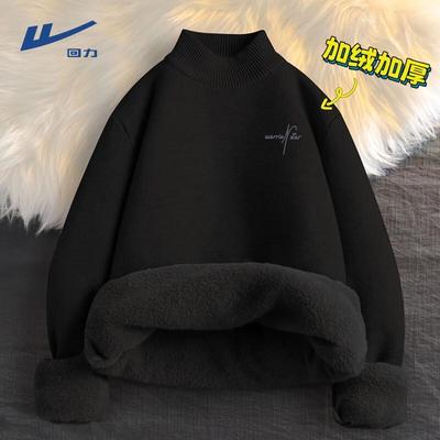 Мужской пуловер с полувысоким воротником на флисовой подкладке