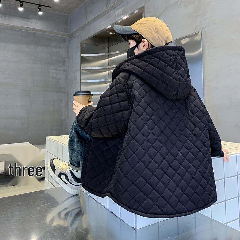 Зимняя стеганая куртка для мальчиков 2025: Модный хлопковый ветрозащитный плащ для детей