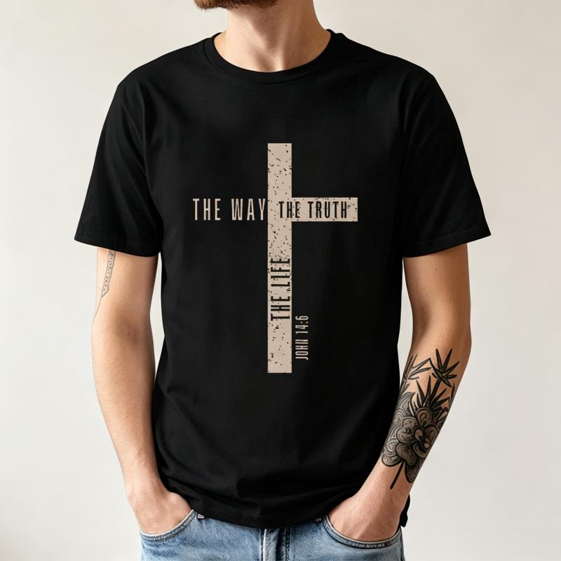Unisex Jesus Is King Graphic T-Shirt The Way The Truth The Life Tee Short Sleeve Casual Summer Top Bible Verse Jesus T-Shirts Gift