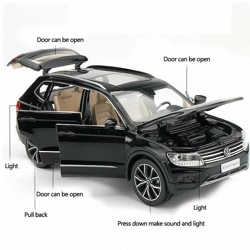 Масштаб 1/32 Tiguan L, литая под давлением модель автомобиля из сплава, модель игрушечного автомобиля со звуком и светом, детская игрушка-автомобиль с откидной спинкой, выставки коллекций праздничных подарков