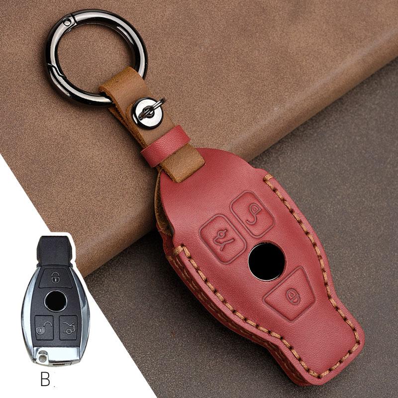 Leather Car Key Case Cover For Mercedes Benz W211 W204 A B R G Class GLK GLA GLC GLR W210 W176 W202 W463 Accessories Protector
