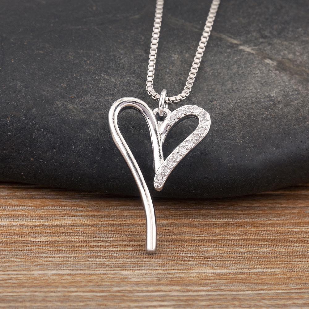 Nidin High Quality Romantic Heart Shape Shiny Crystal Zircon Charm Pendant Necklace 4 Styles For Women Men Luxury Jewelry Gifts