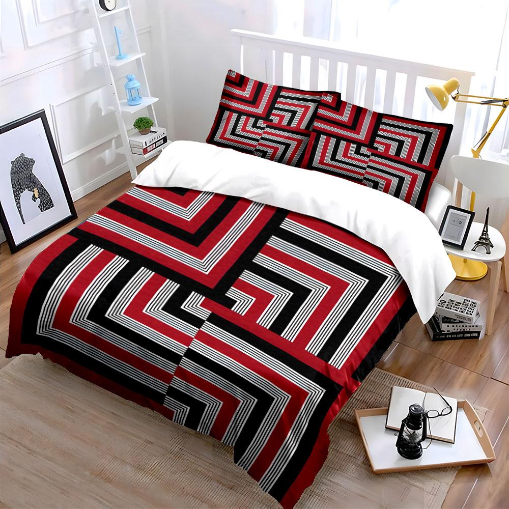 Geometric Red and Black Bedding Bedding Duvet Cover Set Duvet Cover Pillowcases (1 * Duvet Cover 2 * Pillowcases, without duvet insert)