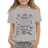 Kids Fashion Casual Short Sleeve 100 Day School Anniversary Printed Round Neck T-Shirt Top