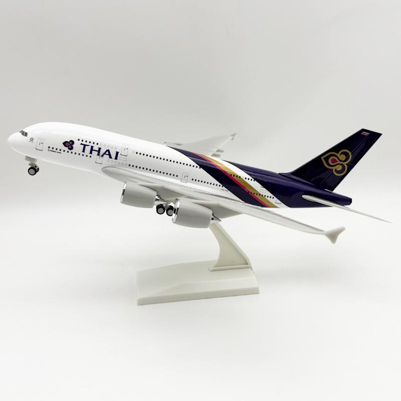 Самолет Airbus A380 Thai Airways 30 см 1:240 Масштабная Модель Самолета из Смолы с Подставкой и Колесами Миниатюрные Сувениры Самолет Домашнее Украшение
