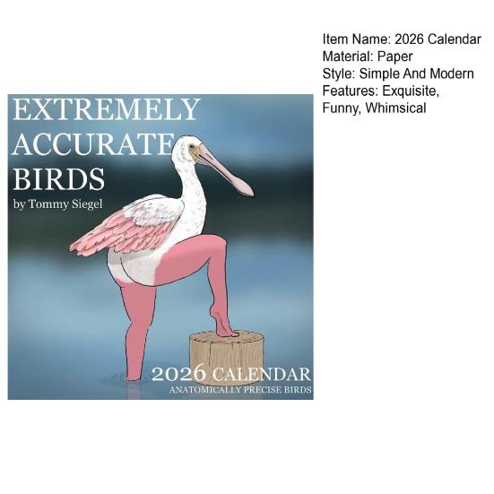 Настенный календарь на 2026 год, забавные птицы, настенный календарь, январь. на декабрь 2026 12-месячный планер оригинальный рождественский подарок-прикол подарок для взрослого