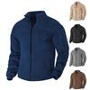 Men's Casual Loose Fleece Stand-up Collar Coat, Zipper Fleece Warm Coat