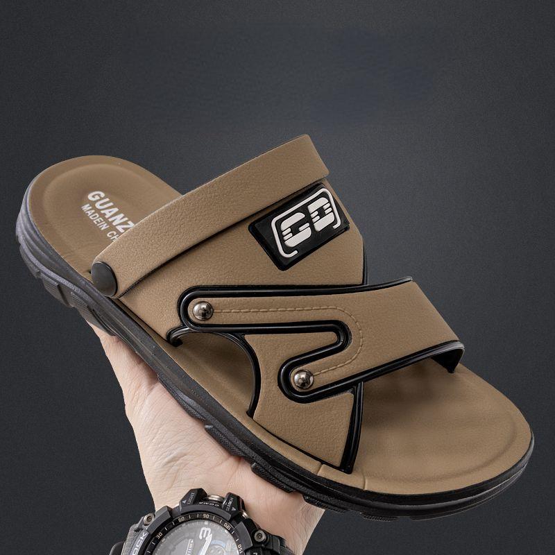 Men's Sandals New Leather Thick Sole Beach Summer Outdoor Wear Waterproof No-Slip Slippers