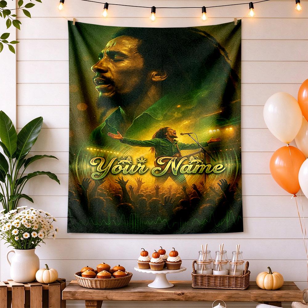 Bob Marley Personalized Text Tapestry Decorative Wall Tapestry Ultra-Soft Suitable for Living Room Ideal for All Seasons