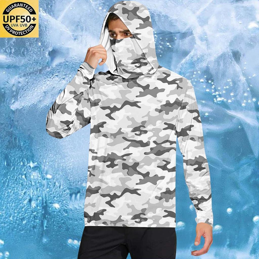 Мужская рубашка с защитой от солнца UPF50+, быстросохнущая рубашка с длинным рукавом, рубашка для бега, тренировок, рыбалки