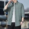 Мужская рубашка на пуговицах большого размера, однотонная, с рукавом семь минут, легкая, дышащая, удобная, для спорта и отдыха