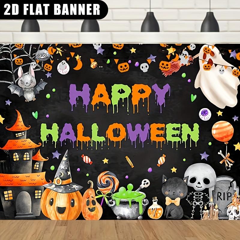 2D flat banner 1pc - Spooky Halloween Ghost Pumpkin Head Design, Halloween Theme
