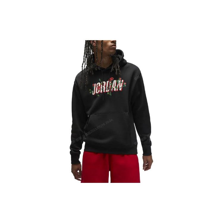 Jordan Цветочный принт толстовка мужская топы черный FD0597-010