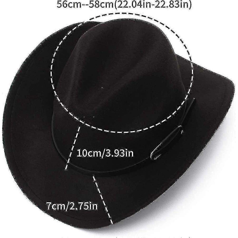 Unisex Cowboy Hat, Western Hat For Men Cowboy Felt Hat Adjustable Outdoor Hat