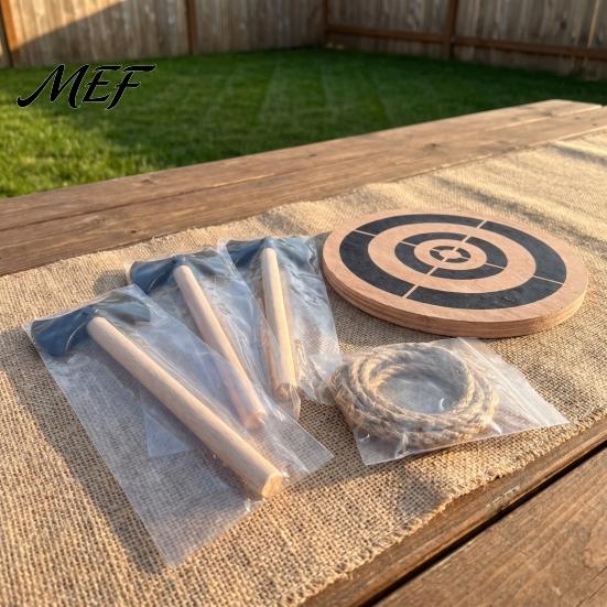 Safe Axes Throwing Game Ax Dart Target Kit, with Wood Disc, 3 Outdoor Axes, Rope, for Indoor Backyard Family Party