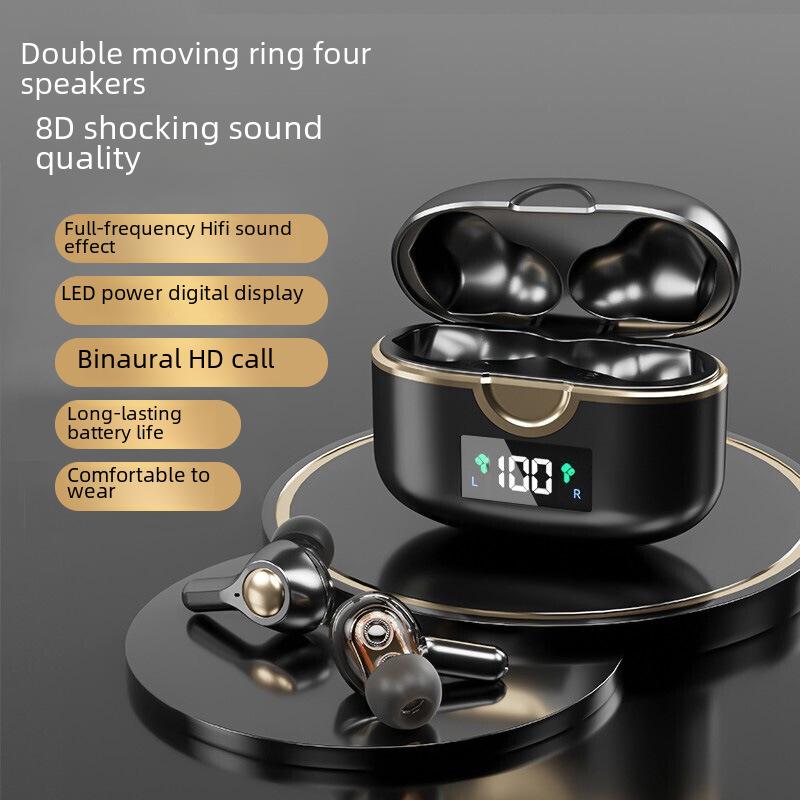 T22 TWS Bluetooth Headset: Dual Dynamic Coils, Four Speakers, Display Screen, Heavy Bass Sound