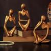 New Decorative Abstract Thinker Men Statue Set Of 3 Modern Art Showpiece