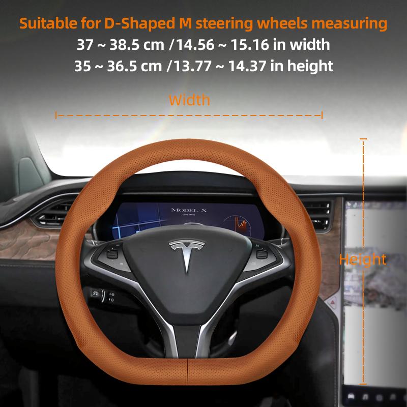 Suitable for Tesla Ultra-Thin Breathable Leather Steering Wheel Cover Suitable for Model 3 Y X S 2024