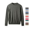 Men Cashmere Sweater Crewneck Solid Color Knited