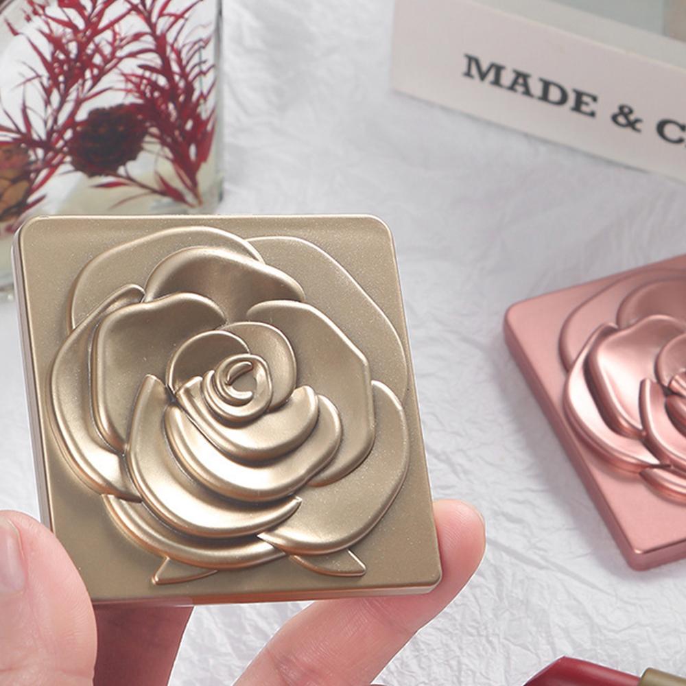 Rose Compact Mirror Square Travel Portable Makeup Mirror Double-Sided Cosmetic Mirror Gifts for Wedding Bridal Shower Party