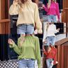 2024 Spring/Summer European-American Loose Lotus Leaf Collar Long Sleeve Top for Women