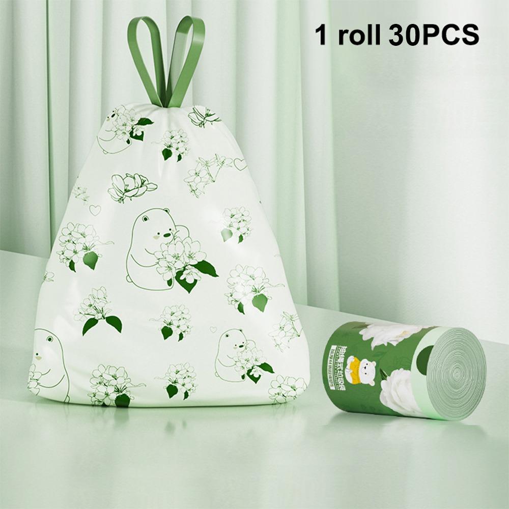 30/50/100pcs/rolls Thickened Material Drawstring Garbage Bag Camellia Fragrance Bag Household Use