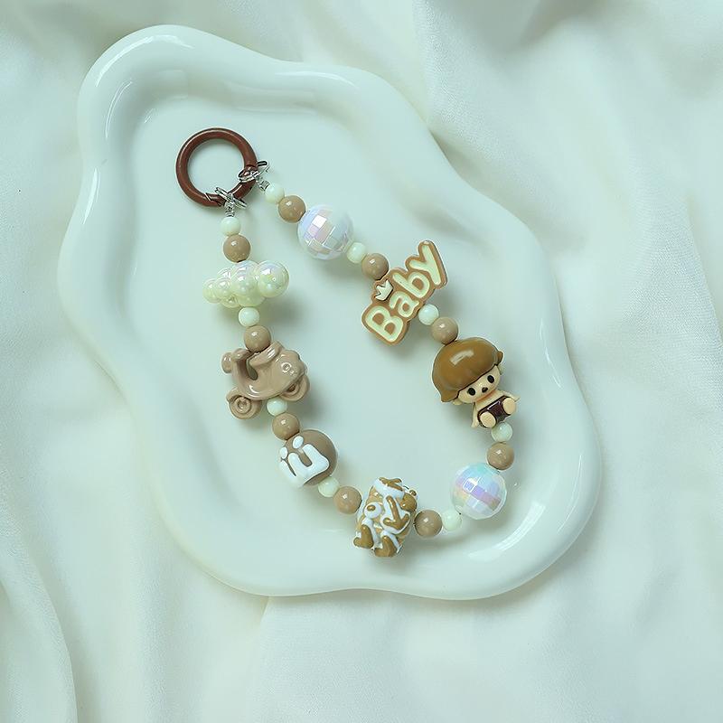 Милая мультяшная кукла, бисерный ремешок для телефона, брелок для рюкзака, брелок для ключей, кулон, анти-потеря, ремешок для телефона для iPhone, Samsung, подарки для девочек